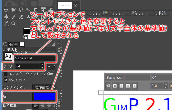 文字レイヤの基準値 文字レイヤの基準値