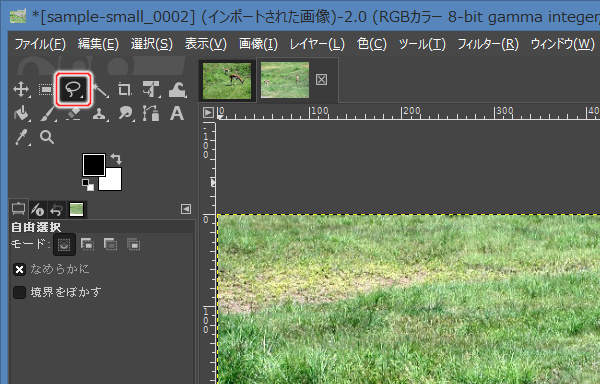 3. 自由選択ツールを選択 3. 自由選択ツールを選択