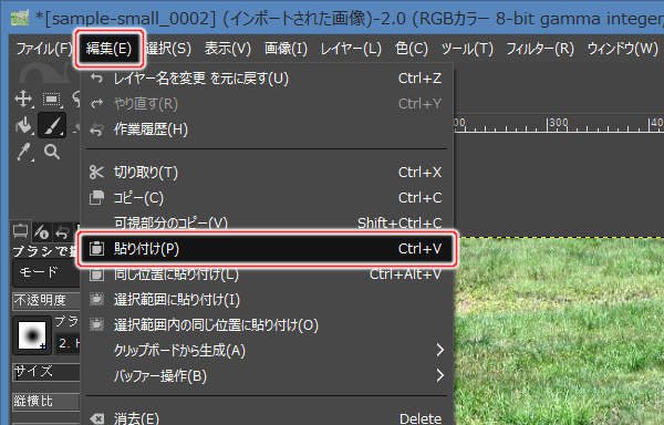 19. 編集(E) -> 貼り付け(P)を実行 19. 編集(E) -> 貼り付け(P)を実行