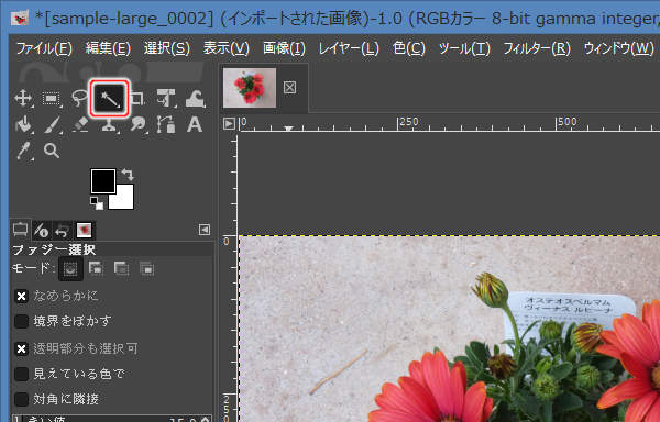 2. ファジー選択ツールを選択