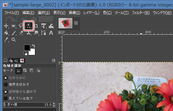 2. 色域選択ツールを選択